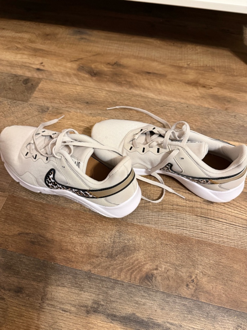 Nike Cream Mesh Sneakers with Black Swoosh Accent